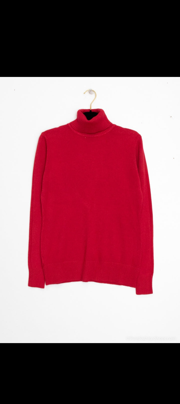 Pull col roulé basique épais rouge