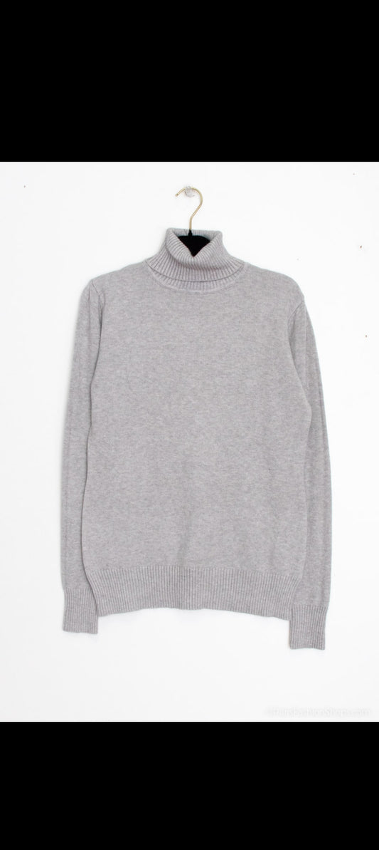 Pull col roulé basique épais gris clair