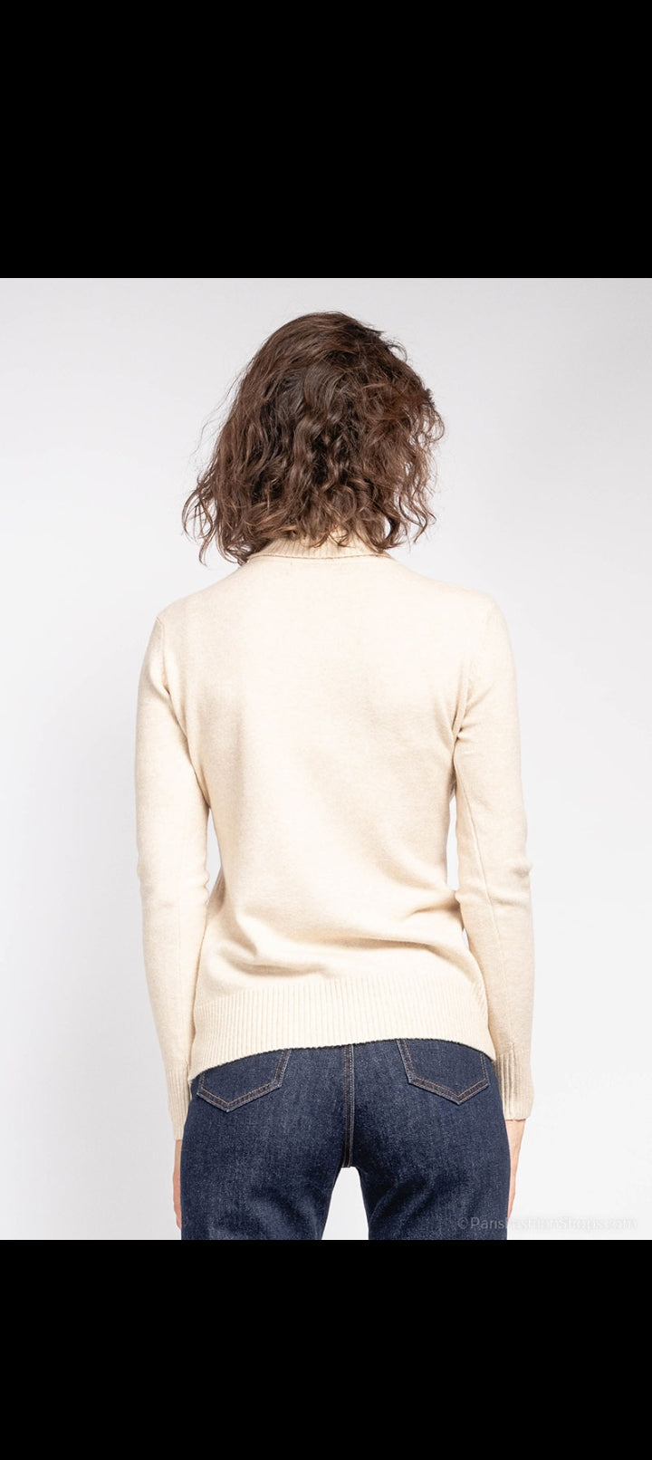 Pull col roulé basique épais beige