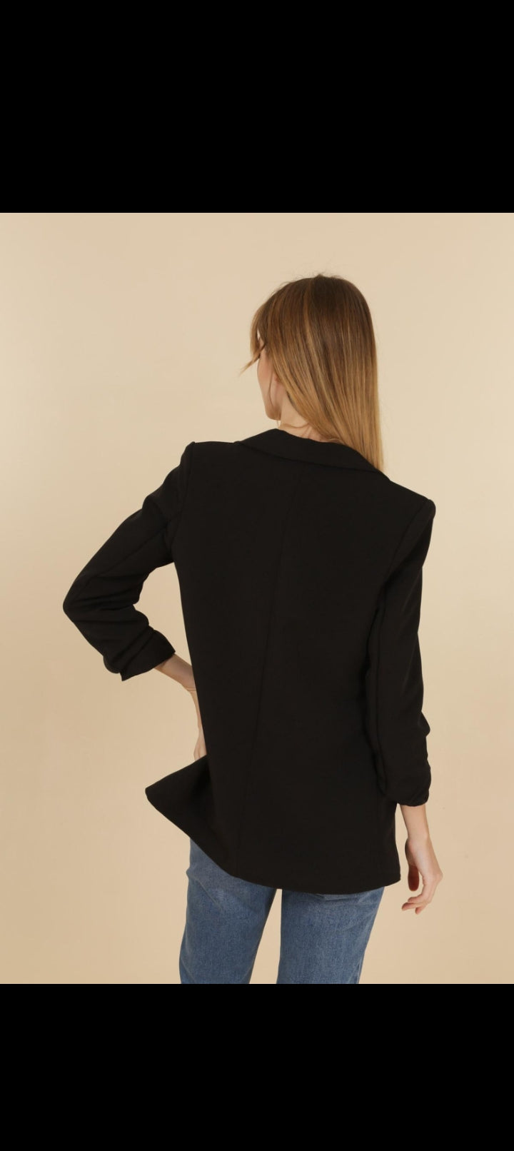 Veste blazer mi long manche 3/4 avec doublure noir