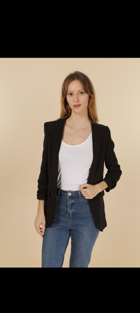 Veste blazer mi long manche 3/4 avec doublure noir