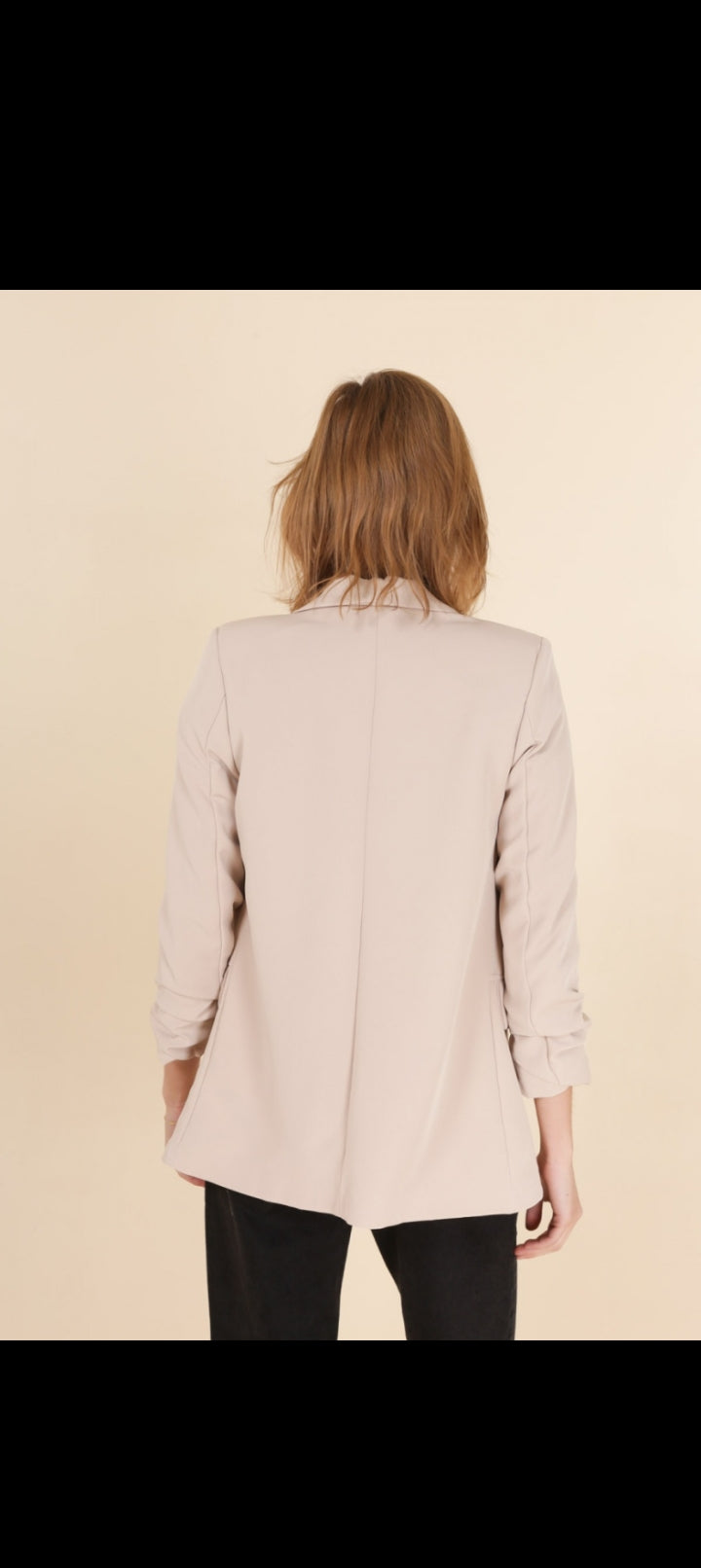 Veste blazer mi long manche 3/4 avec doublure beige