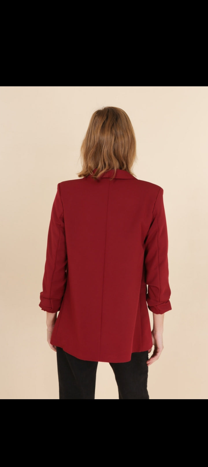 Veste blazer mi long manche 3/4 avec doublure bordeaux